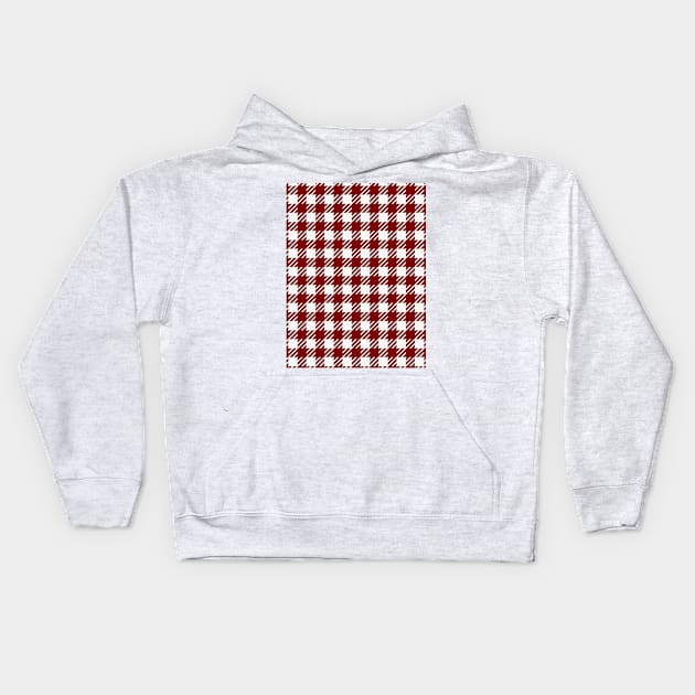 Large Dark Christmas Candy Apple Red Gingham Plaid Check Kids Hoodie by podartist